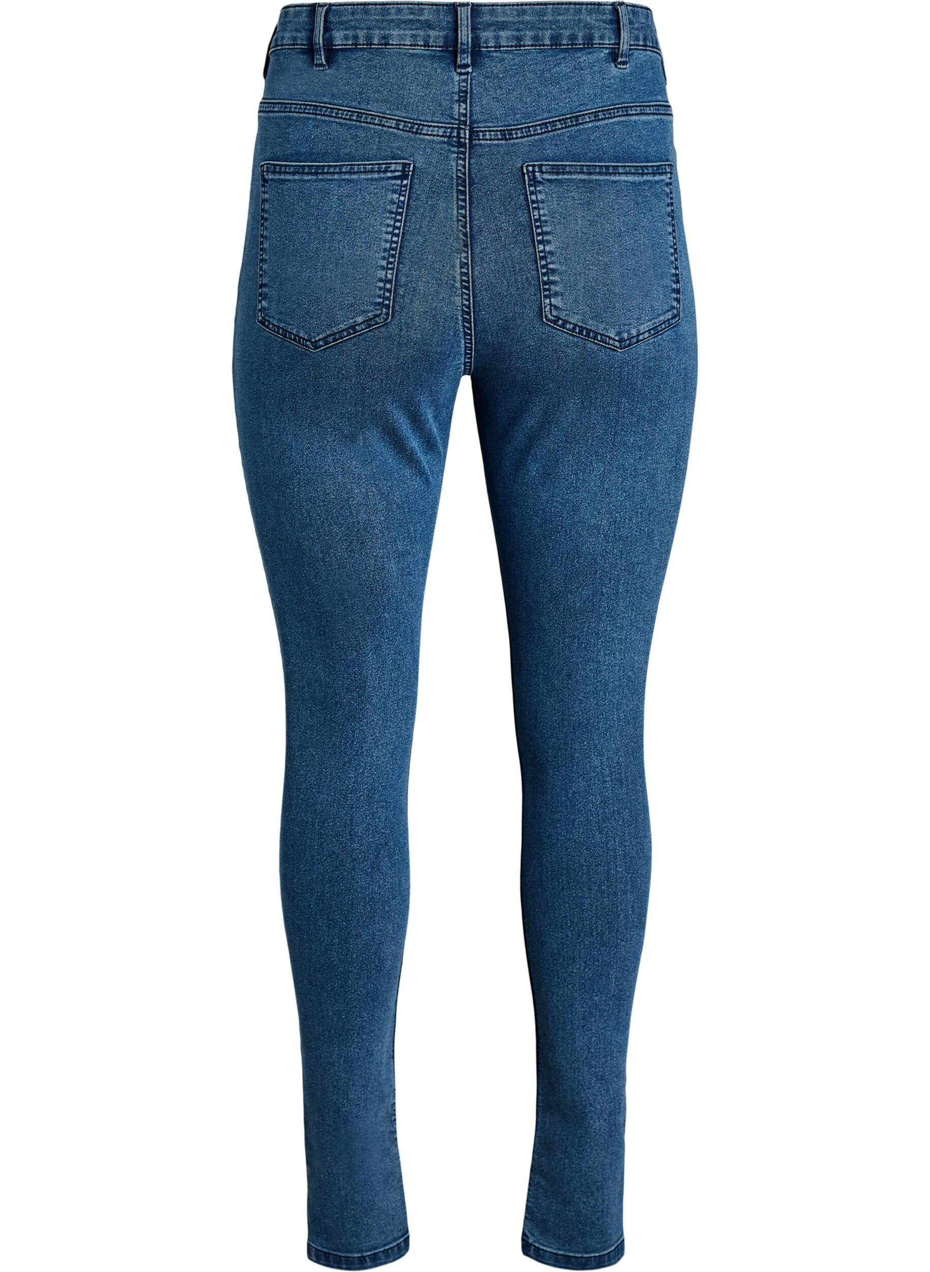 ZizziAmy jeans med h&oslash;y midje og ekstra smal passform, Bl&aring;, Packshot image number 1