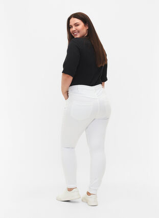 Super slim Amy jeans med høyt liv, White, Model image number 1