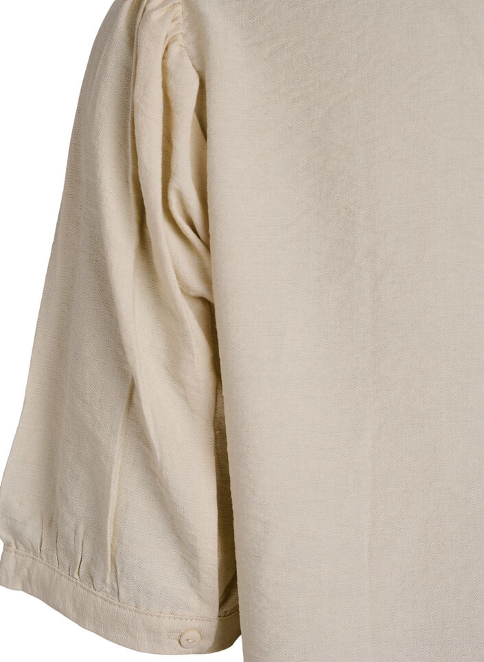 Viskose bluse med 1/2 ermer, Beige, Packshot image number 3