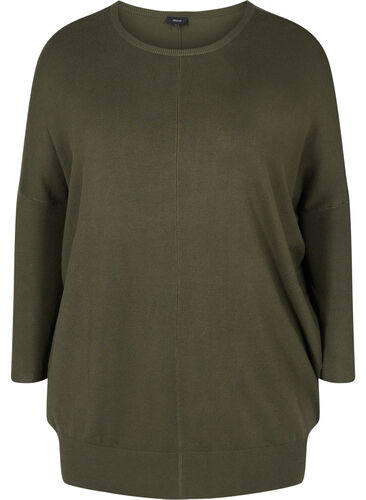Strikket tunika i en viskoseblanding, Forest Night, Packshot image number 0