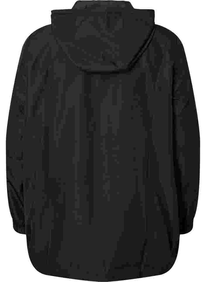 Anorak med hette og lomme, Black, Packshot image number 1