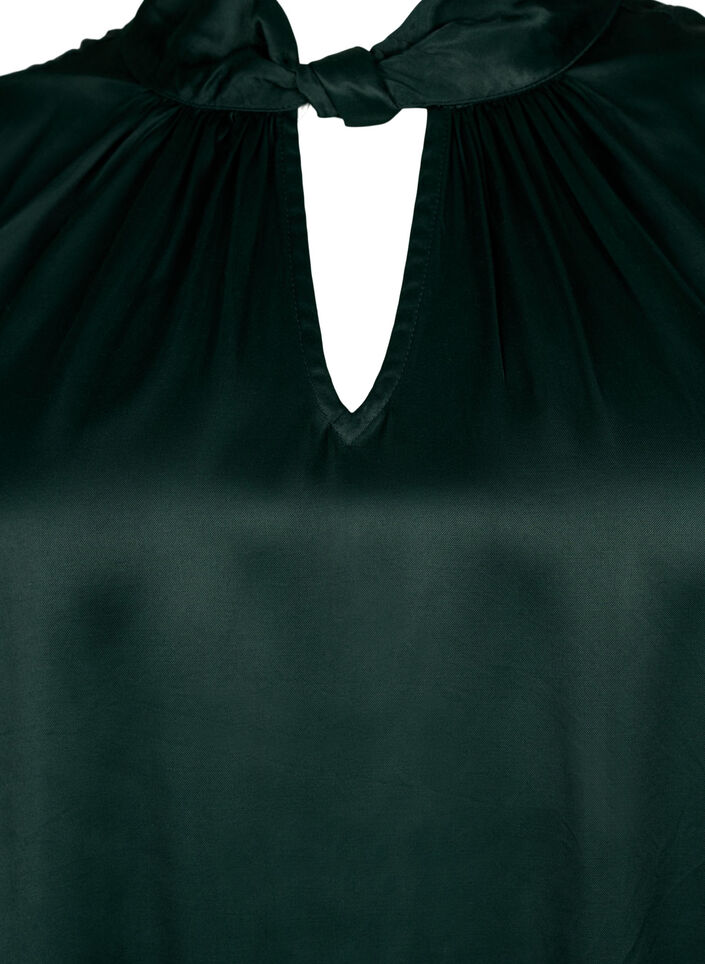 Ermeløs topp i viskose med detaljer, Scarab, Packshot image number 2