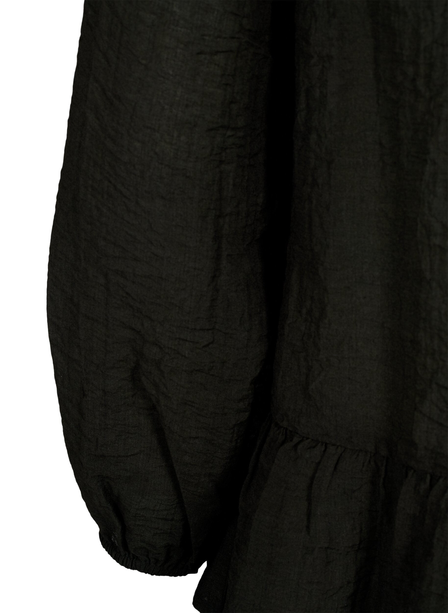 Zizzi Langermet bluse med peplum, Svart, Packshot image number 3