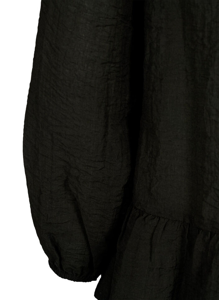 Viskosebluse med peplum, Svart, Packshot image number 3