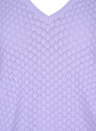 Mønstrete strikkegenser med V-hals, Lavender, Packshot image number 2