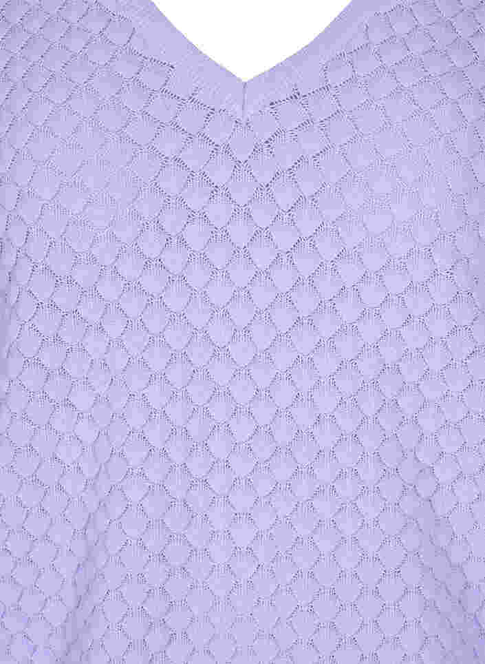 Mønstrete strikkegenser med V-hals, Lavender, Packshot image number 2