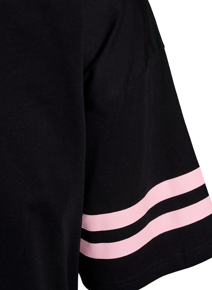 Sporty oversized college T-skjorte, Svart, Packshot image number 3