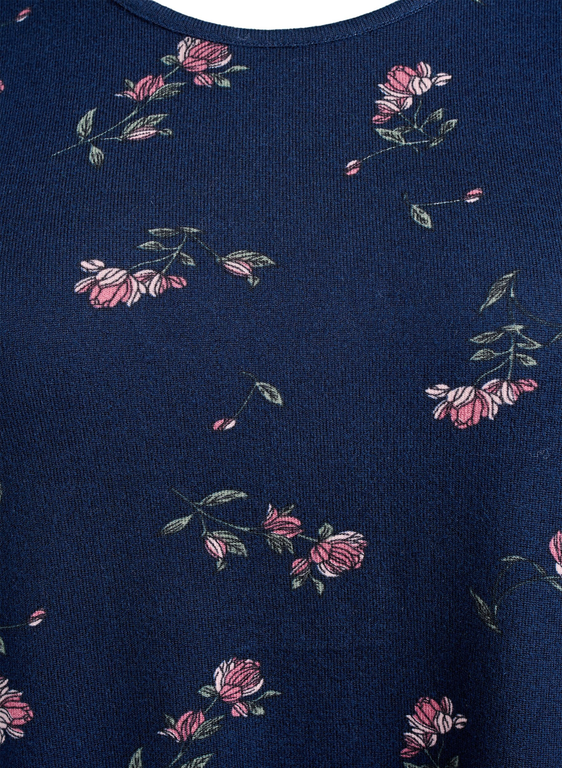 ZizziBlomstret bluse med lange ermer, Bl&aring;, Packshot image number 2