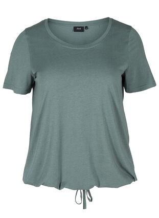 Kortermet T-skjorte med justerbar bunn, Balsam Green, Packshot image number 0