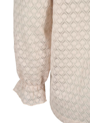 Bluse med lange ermer og mønstret tekstur, Whisper Pink, Packshot image number 3