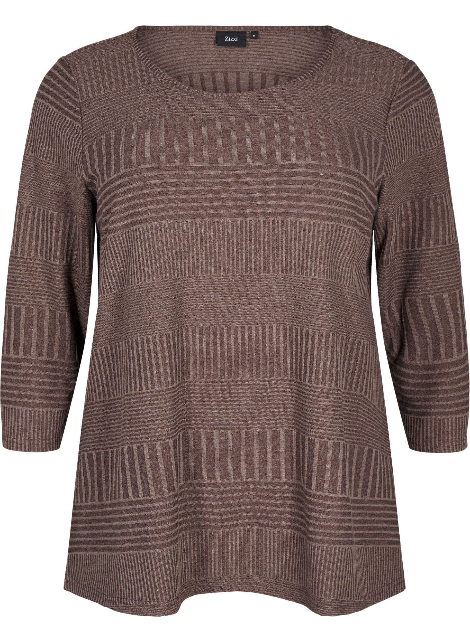 Zizzi Bluse med 3/4-ermer og stripem&oslash;nster, Ch. Martini Mel., Packshot image number 0