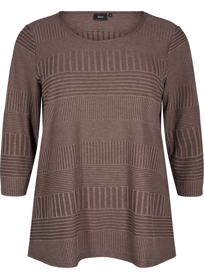 Bluse med 3/4-ermer og stripemønster, Ch. Martini Mel., Packshot image number 0