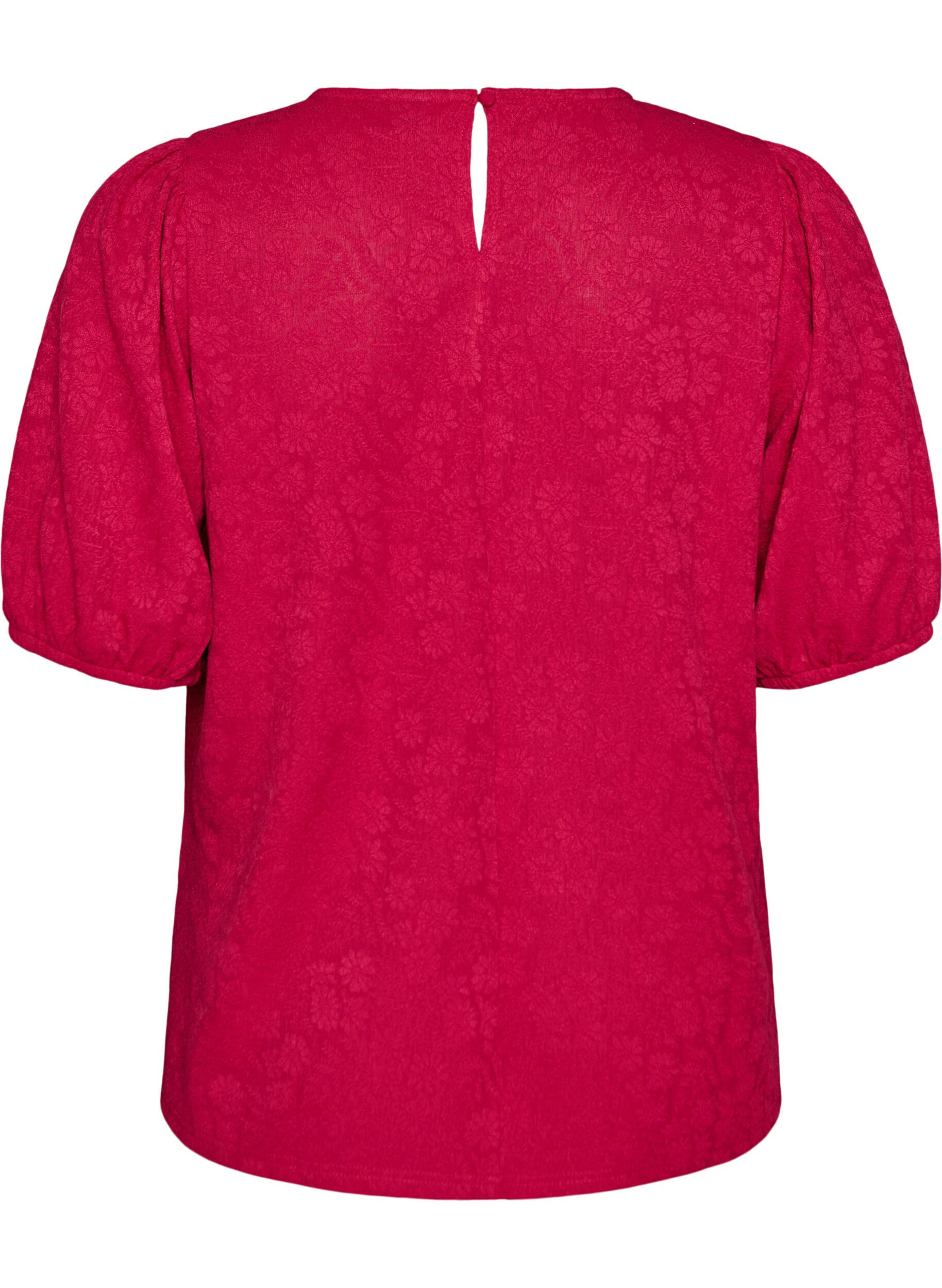 ZizziBluse med tekstur og korte ermer, Rosa, Packshot image number 1