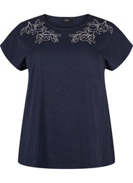 T-skjorte i bomull med mønsterdetalj, Night Sky W. leaf