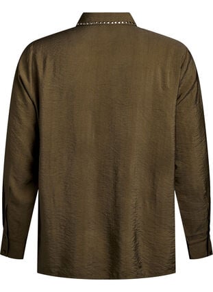 Zizzi Skjorte med nagler, Dark Olive, Packshot image number 1