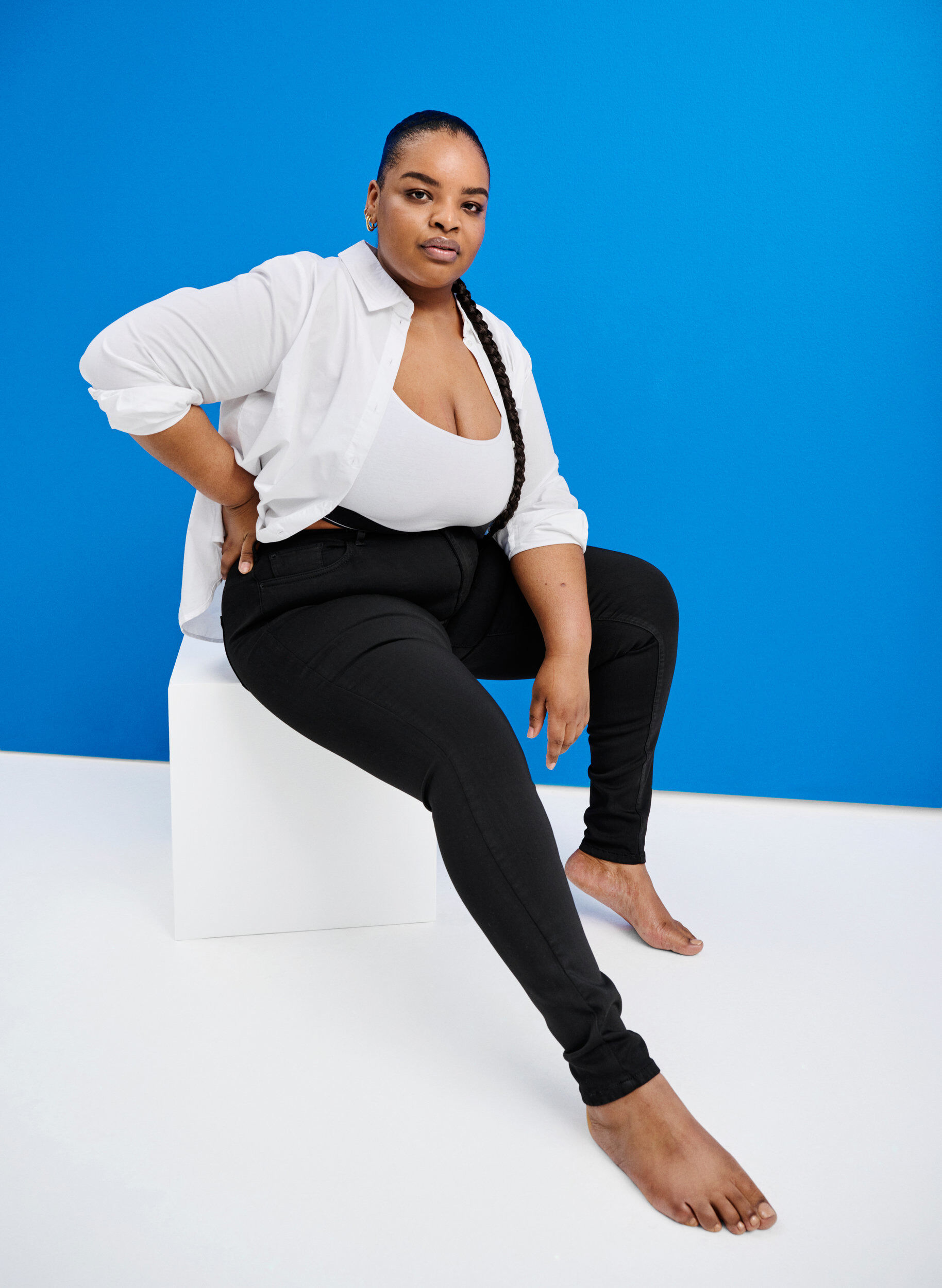 Zizzi Stay black jeans med h&oslash;y midje, Svart, Image image number 0