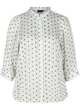 Mønstrete skjorte med 3/4-ermer, Snow White Dot, Packshot image number 0