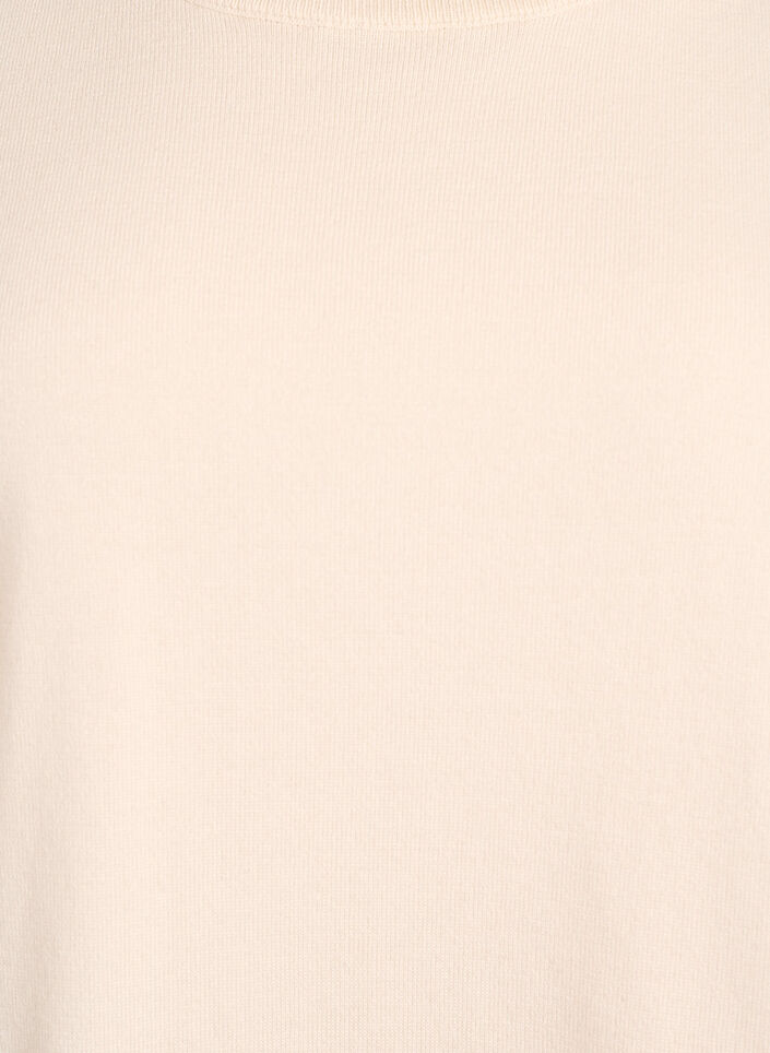 Finstrikket bluse med korte ermer, Beige, Packshot image number 2