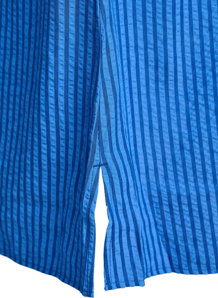 Lang stripet skjorte med knappedetalj bak, Blå, Packshot image number 3