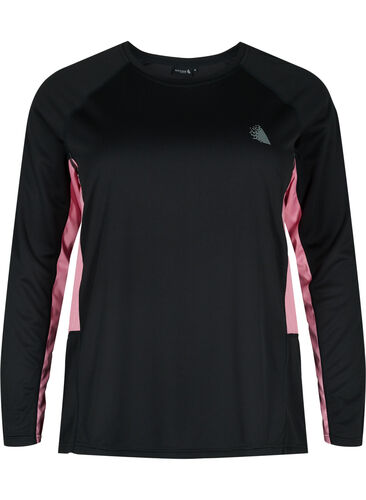 Undertrøye med kontraststripe, Black w. Sea Pink, Packshot image number 0