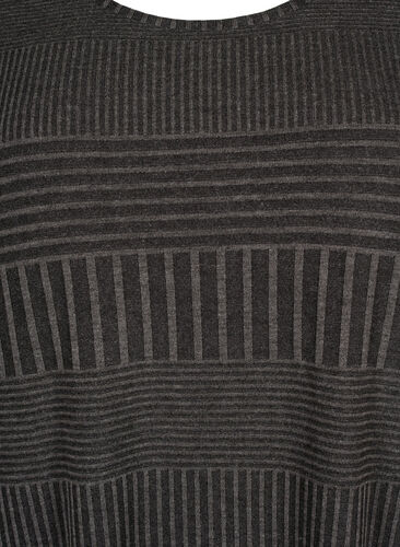 Kjole med 3/4-lange ermer og stripemønster, Dark Grey Mélange, Packshot image number 2