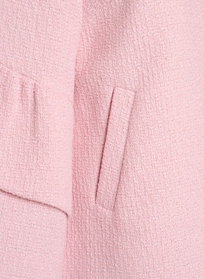 Boucl&eacute;-jakke med rysjedetaljer, Rosa, Packshot image number 3