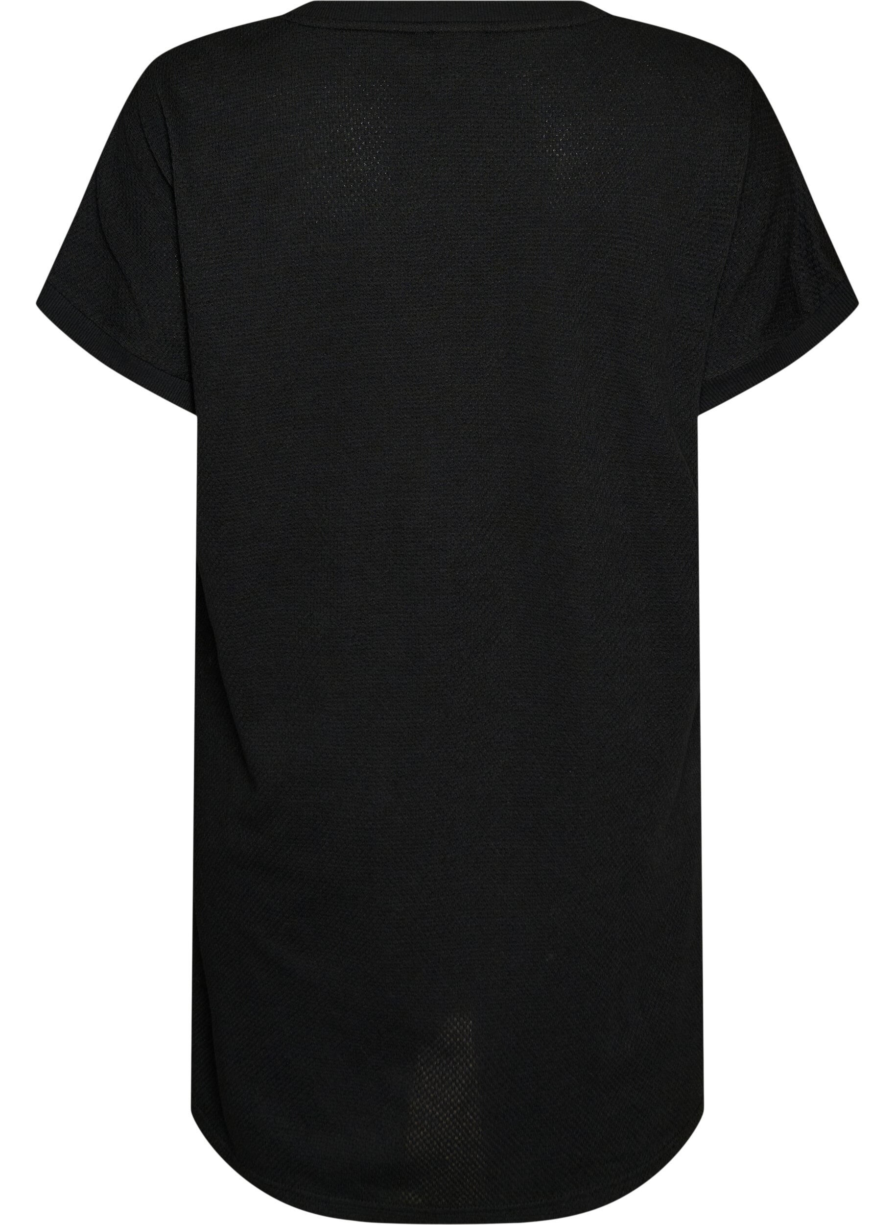 Zizzi Kort teksturert jerseykjole med rund hals, Svart, Packshot image number 1