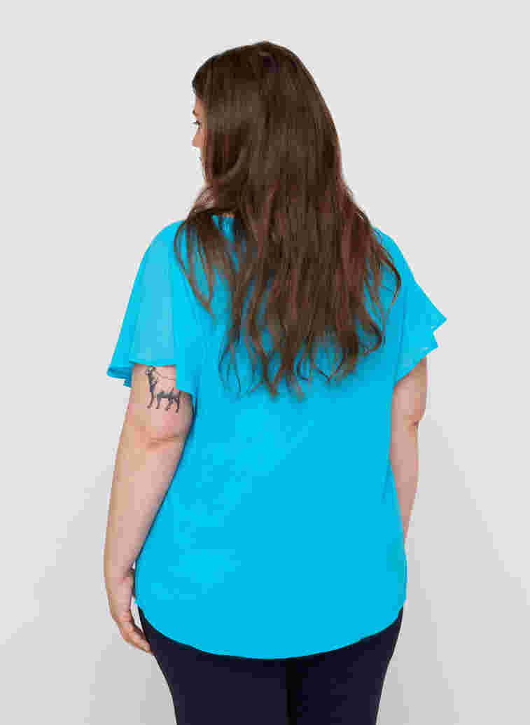 Bluse med korte ermer, River Blue, Model image number 1