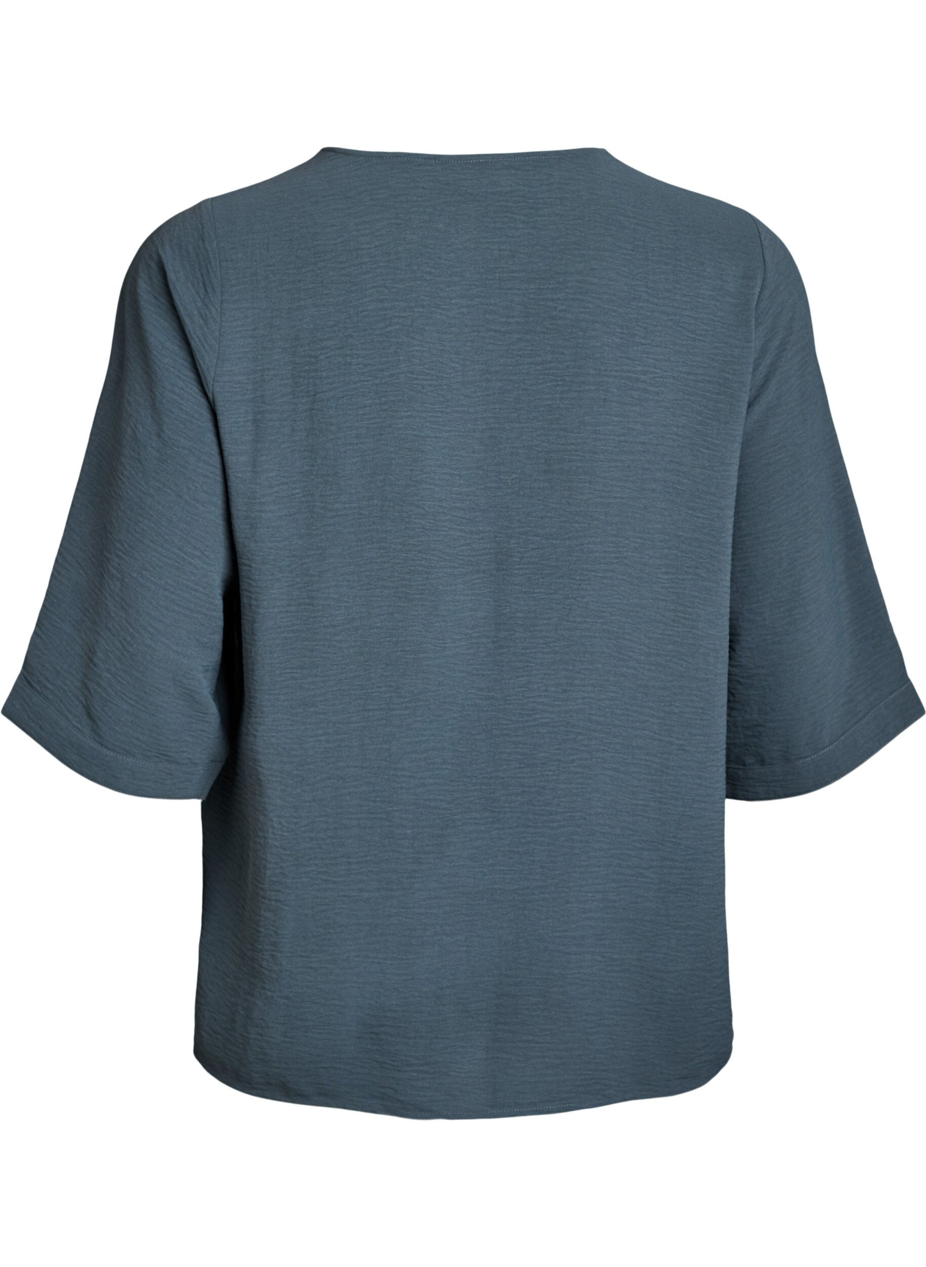 ZizziSkjortebluse med v-hals og 3/4 ermer, Gr&oslash;nn, Packshot image number 1
