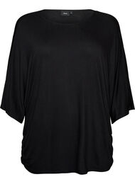 Jerseybluse med albuelange ballongermer, Svart