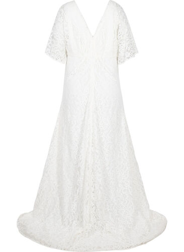 Brudekjole med blonder og splitt, Star White, Packshot image number 1