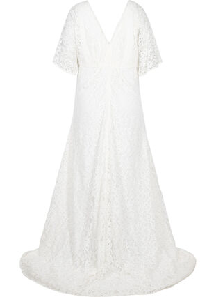 Brudekjole med blonder og splitt, Star White, Packshot image number 1