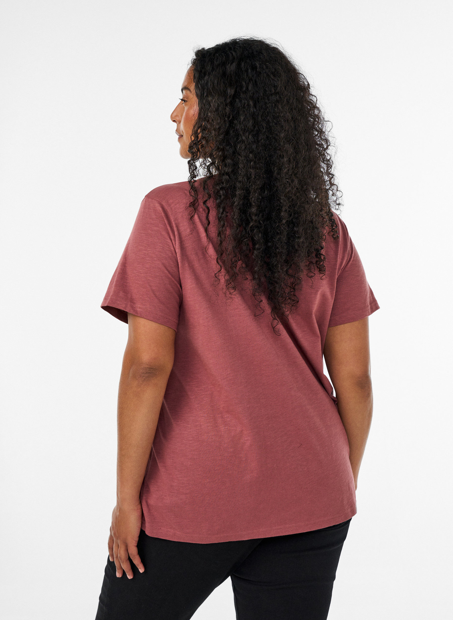 ZizziT-skjorte med knappdetalj, Brun, Model image number 2