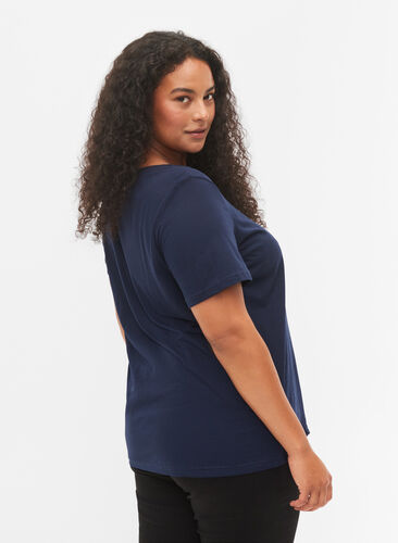 Kortermet T-skjorte med trykk, Navy Blazer BG, Model image number 1