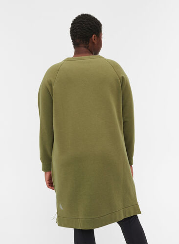 Kjole med lommer og splitt, Olive Drab, Model image number 1