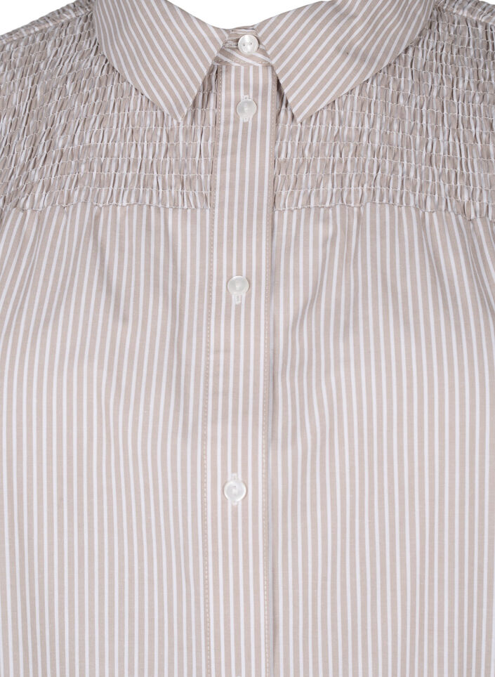 Stripete skjorte med vaffelsøm, Silver Mink Wh. St., Packshot image number 2