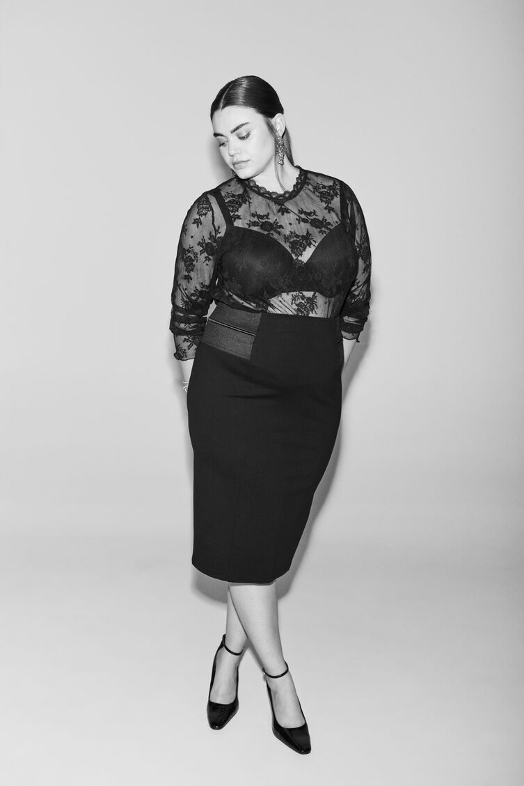 Nätblus med spets, , Model