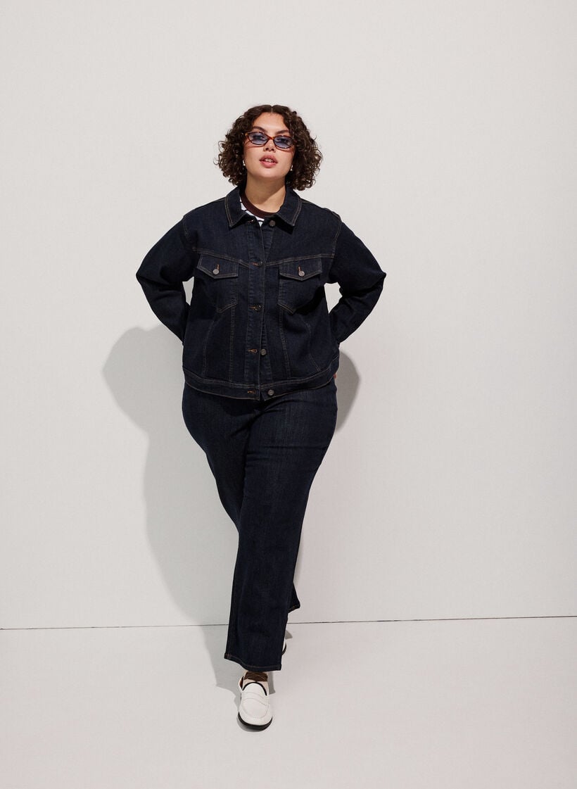 Straight fit Kiana jeans med h&oslash;y midje, Bl&aring;, Model image number 1
