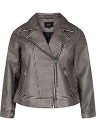 Jakke i kunstskinn med slitt look, Dark Grey Wash