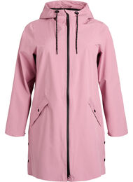 Regnjakke med lommer og hette, Rosa