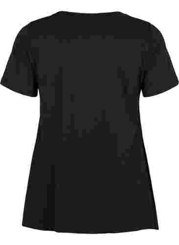 T-skjorte i bomull med tekst, Black HAPPY, Packshot image number 1
