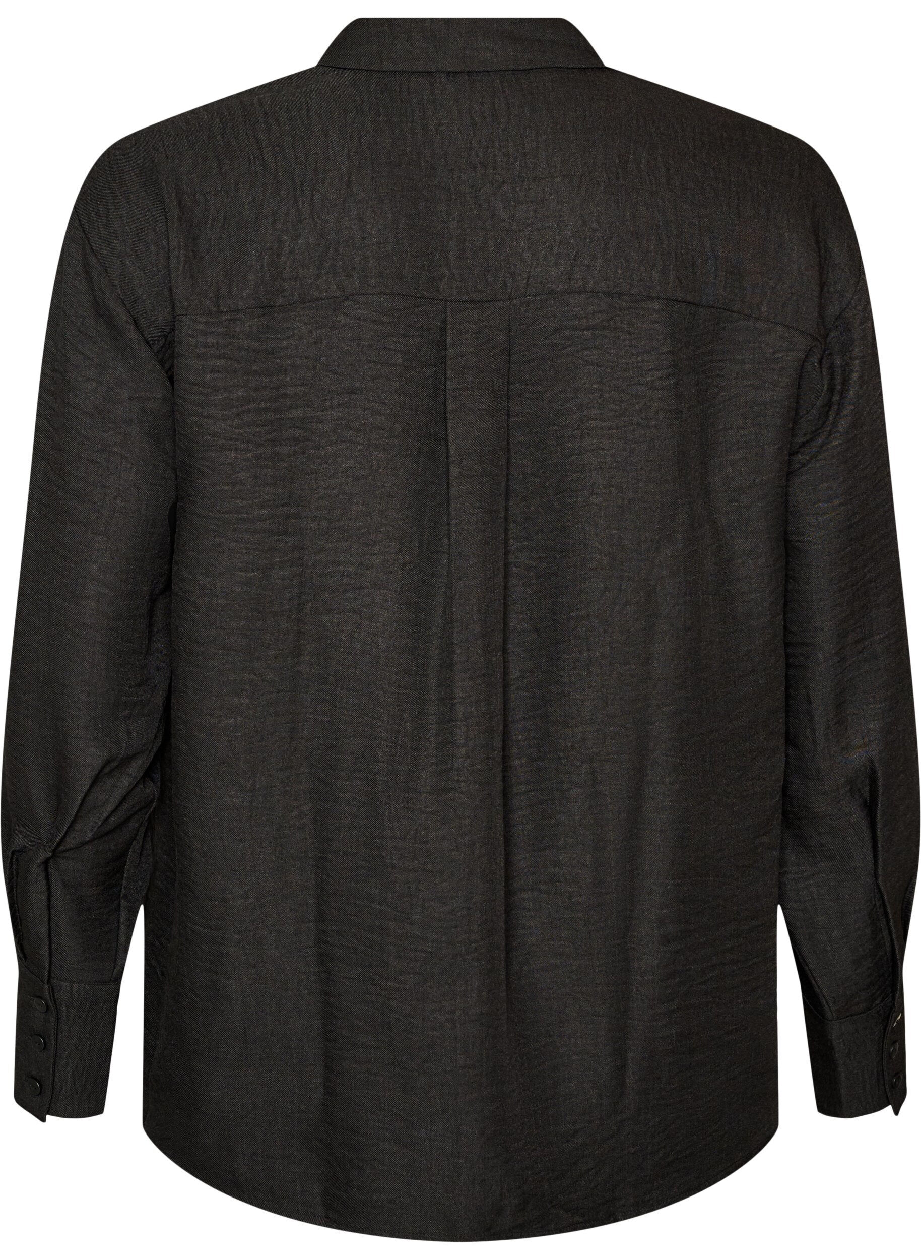 ZizziLoose fit skjorte med V-hals, Svart, Packshot image number 1