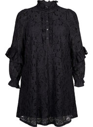 Kort blondekjole med volang, Black