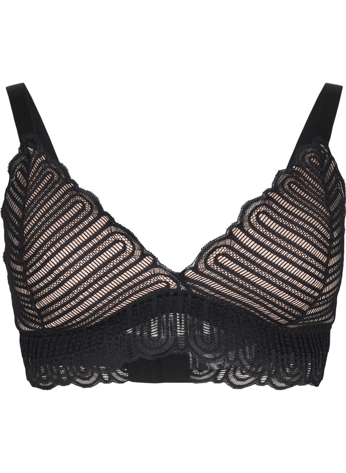Bralette med blonder og myk vattering, Black, Packshot