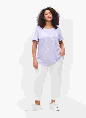 Kortermet T-skjorte i bomull med trykk, Lavender W. Love, Model image number 2