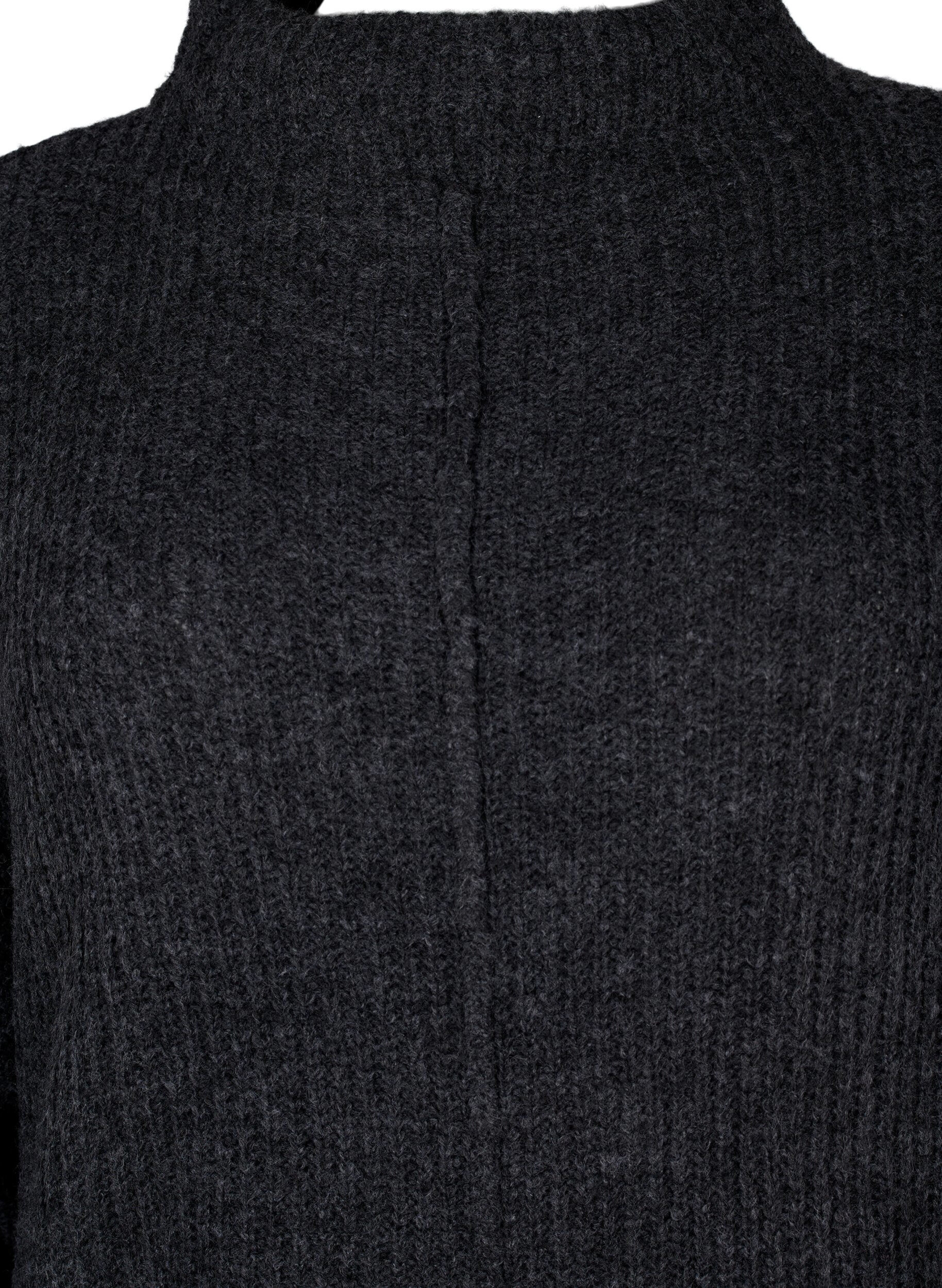 ZizziLang, oversize strikkekjole med glidel&aring;s, Gr&aring;, Packshot image number 2