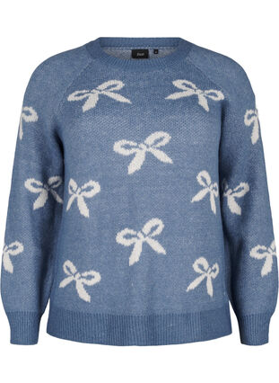 Zizzi Strikkegenser med sløyfer, Bering S. Birch Comb, Packshot image number 0