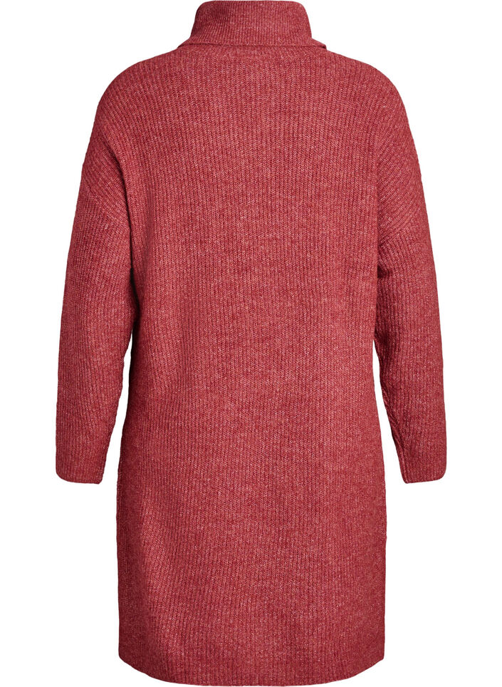 Strikket kjole med h&oslash;y hals, R&oslash;d, Packshot image number 1