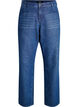 Straight fit jeans med rhinesteiner og høy midje, Blå, Packshot image number 0