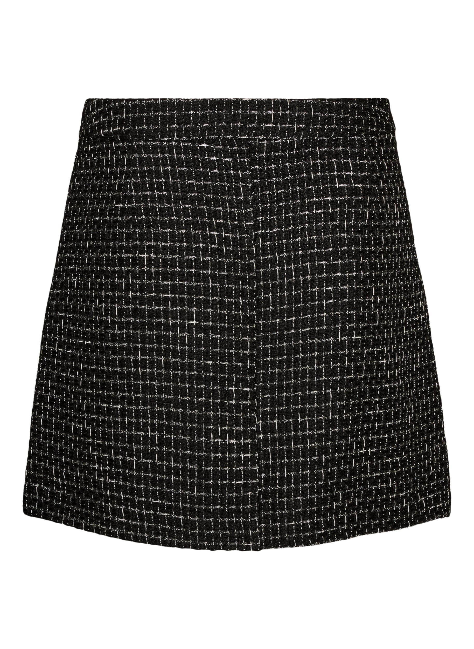 ZizziKort boucl&eacute;-skj&oslash;rt, Svart, Packshot image number 1